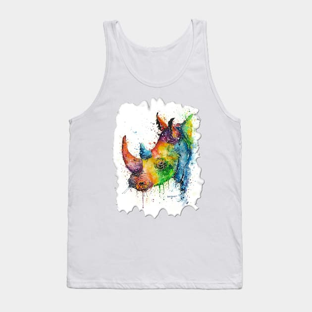 Rhino Tank Top by Dave Bartholet Wildlife Art